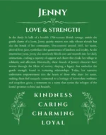 Jenny custom name print for wall display in dark green