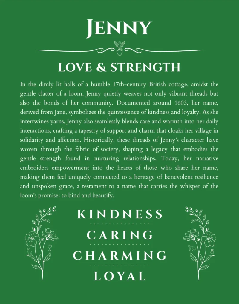 Jenny custom name print for wall display in dark green
