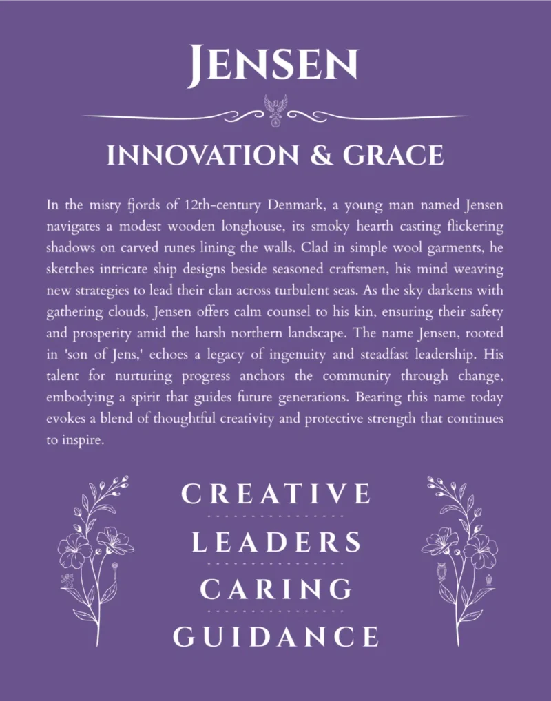 Jensen name meaning gift print in purple