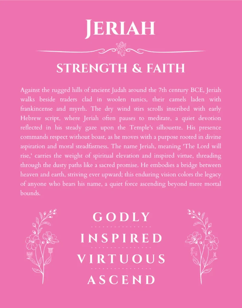 Jeriah custom name meaning print in pink
