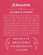 Jermaine personalized name art with origin story in red