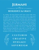 Jermani custom name art showing meaning and origin in blue