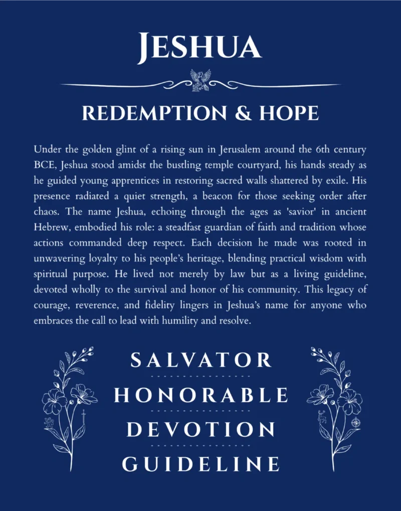 Jeshua name meaning wall art by Get Your Story in deep blue