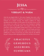 Jessa personalized name art with origin story in red