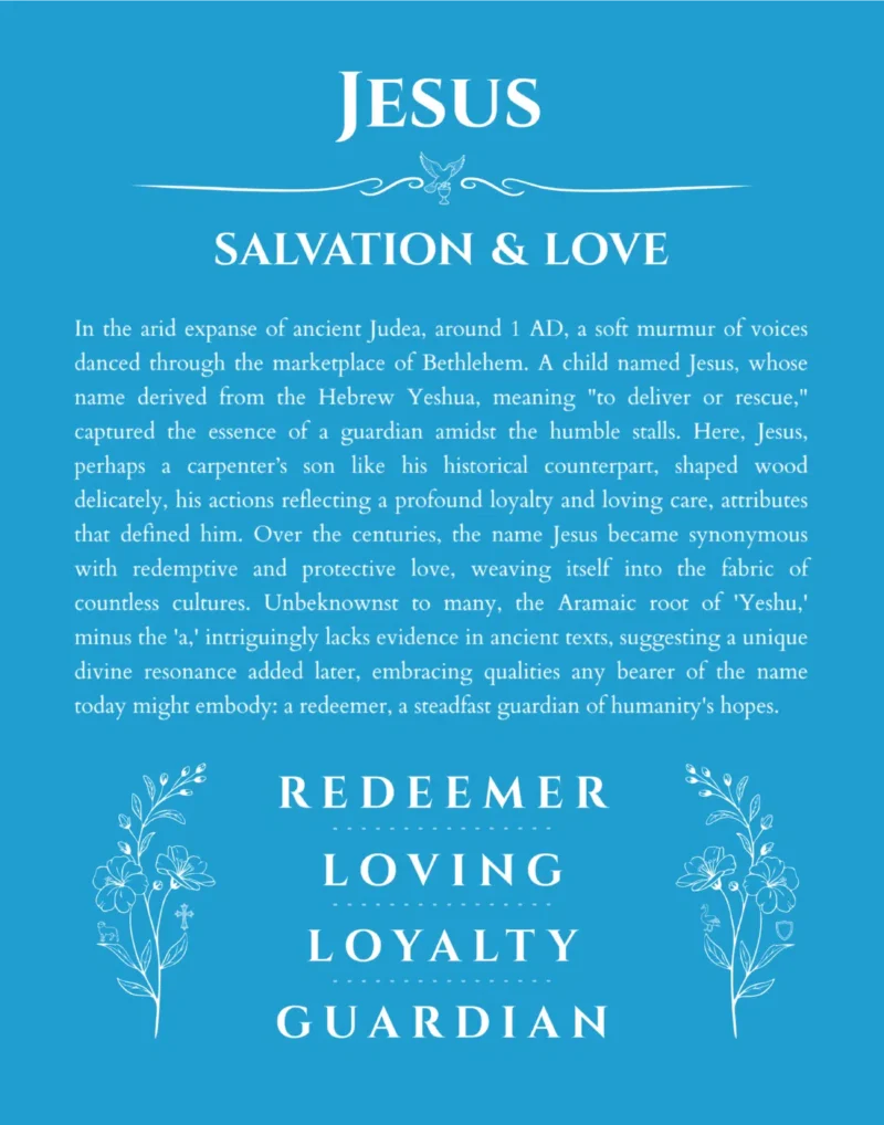 Jesus name meaning gift print in blue