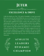 Jeter custom name meaning print in dark green