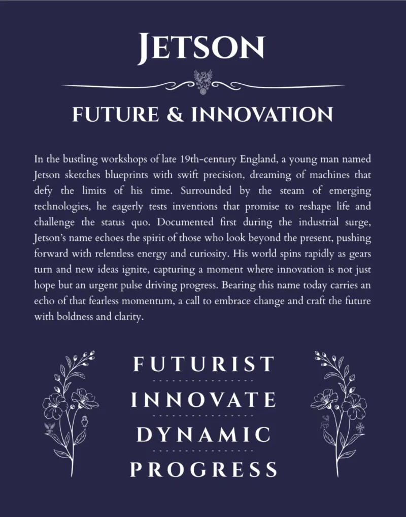 Jetson custom name meaning print in navy blue