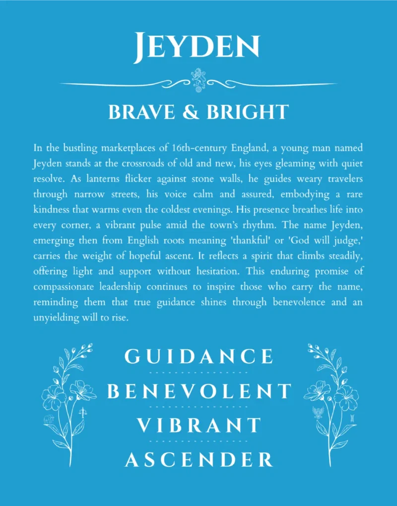 Jeyden name meaning gift print in blue
