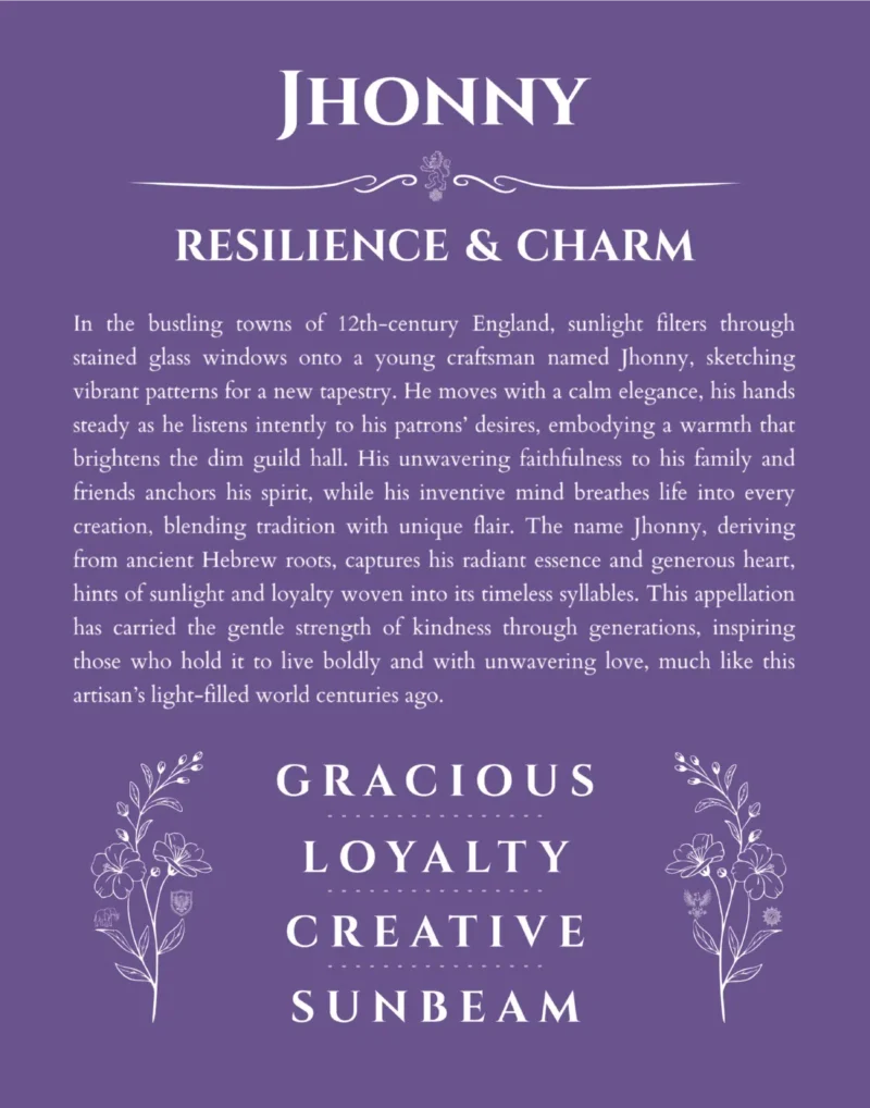 Jhonny custom name meaning print in purple