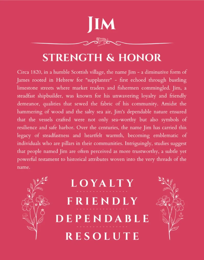 Jim custom name meaning print in red