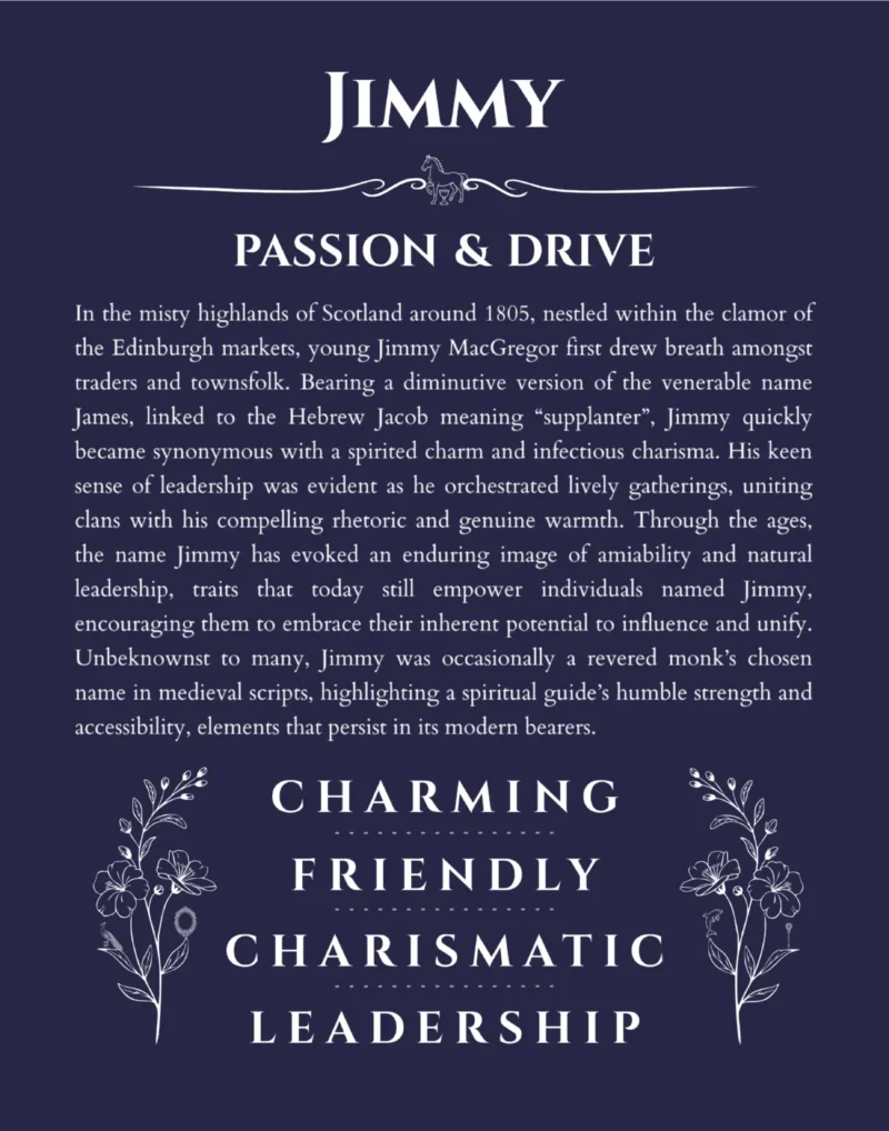 Jimmy custom name print for wall display in navy blue