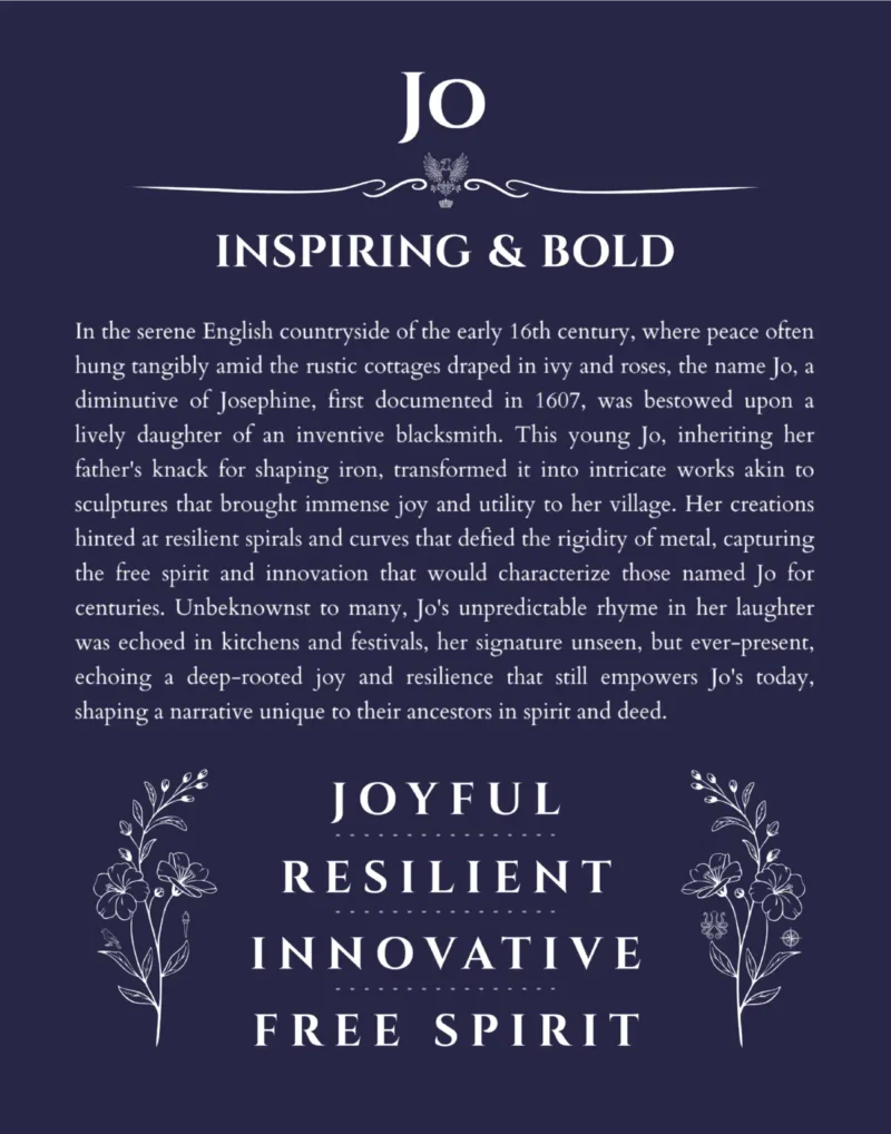 Jo custom name print for wall display in navy blue