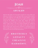 Joah custom name meaning print in pink