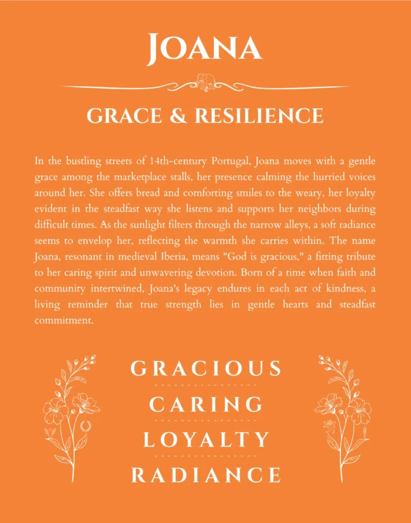 Joana personalized name print with origin and traits in orange