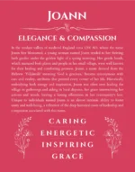 Joann personalized name print with origin and traits in red
