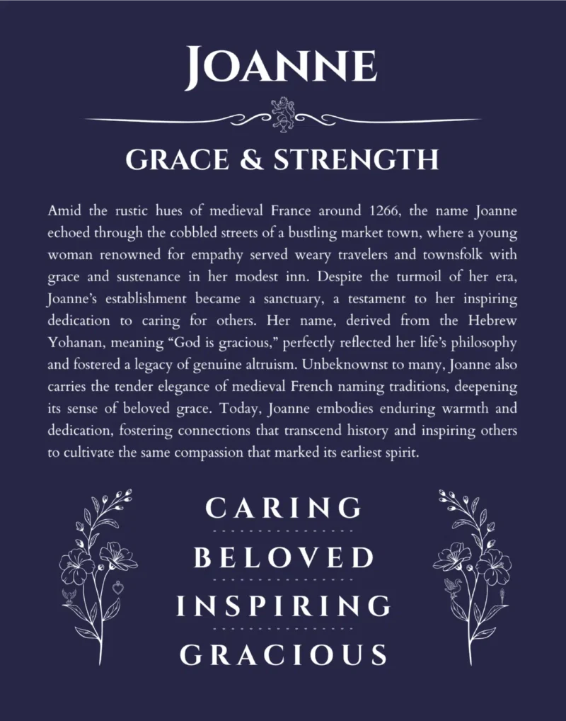Joanne personalized name meaning print in navy blue