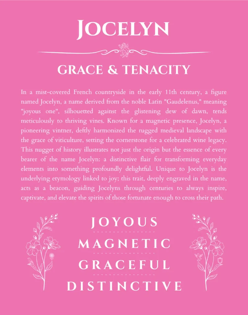 Jocelyn custom name print for wall display in pink