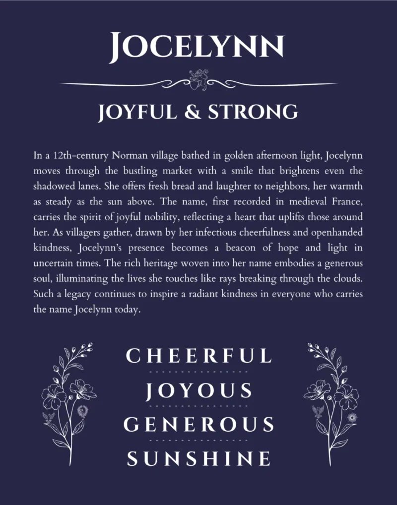 Jocelynn custom name print for wall display in navy blue
