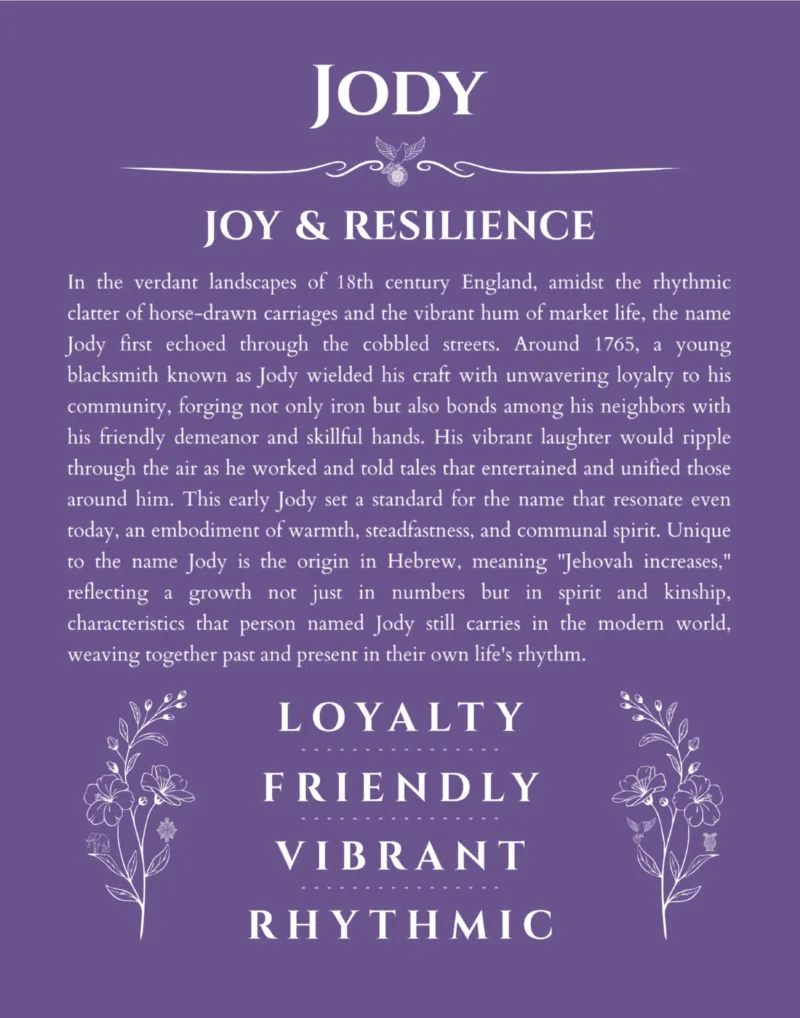 Jody name meaning wall art by Get Your Story in purple