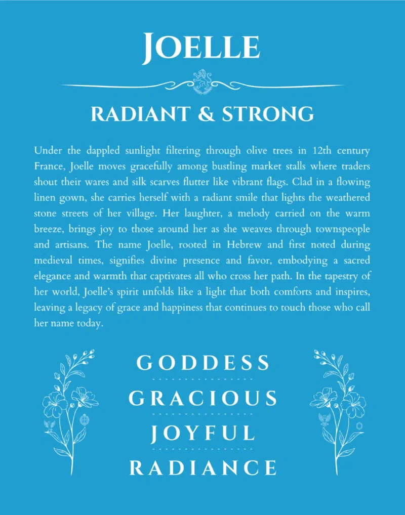 Joelle name meaning gift print in blue