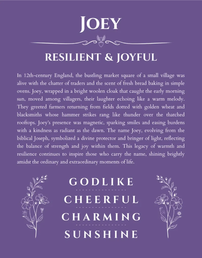 Joey custom name print for wall display in purple