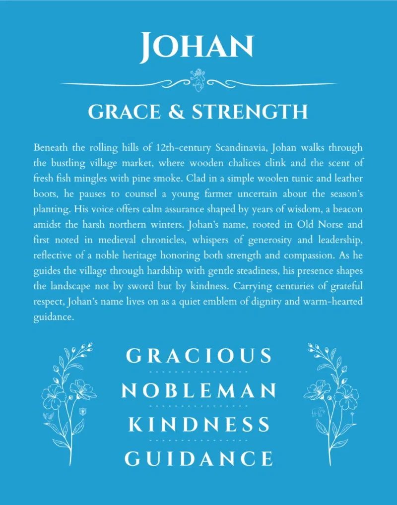 Johan custom name meaning print in blue