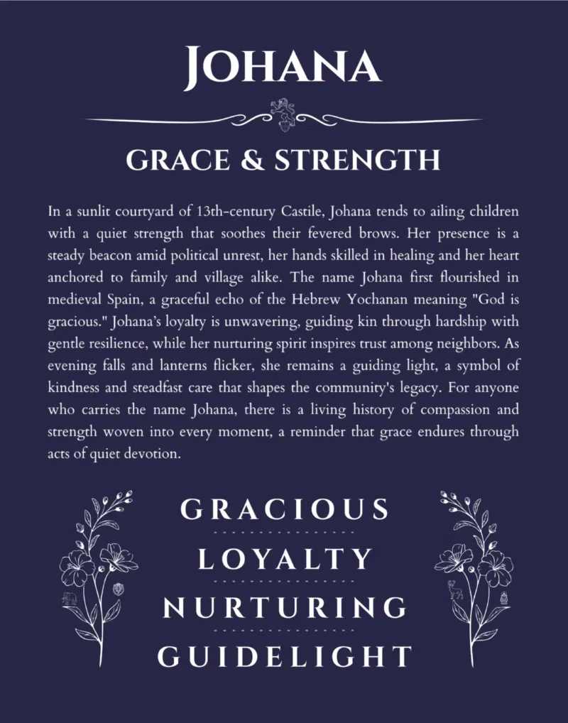Johana custom name print for wall display in navy blue