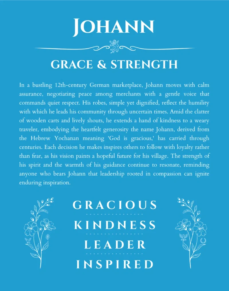 Johann name meaning gift print in blue