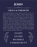 John personalized name art with origin story in navy blue