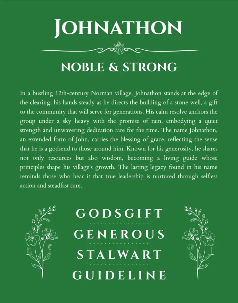 Johnathon custom name meaning print in dark green