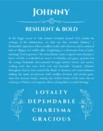 Johnny custom name art showing meaning and origin in blue