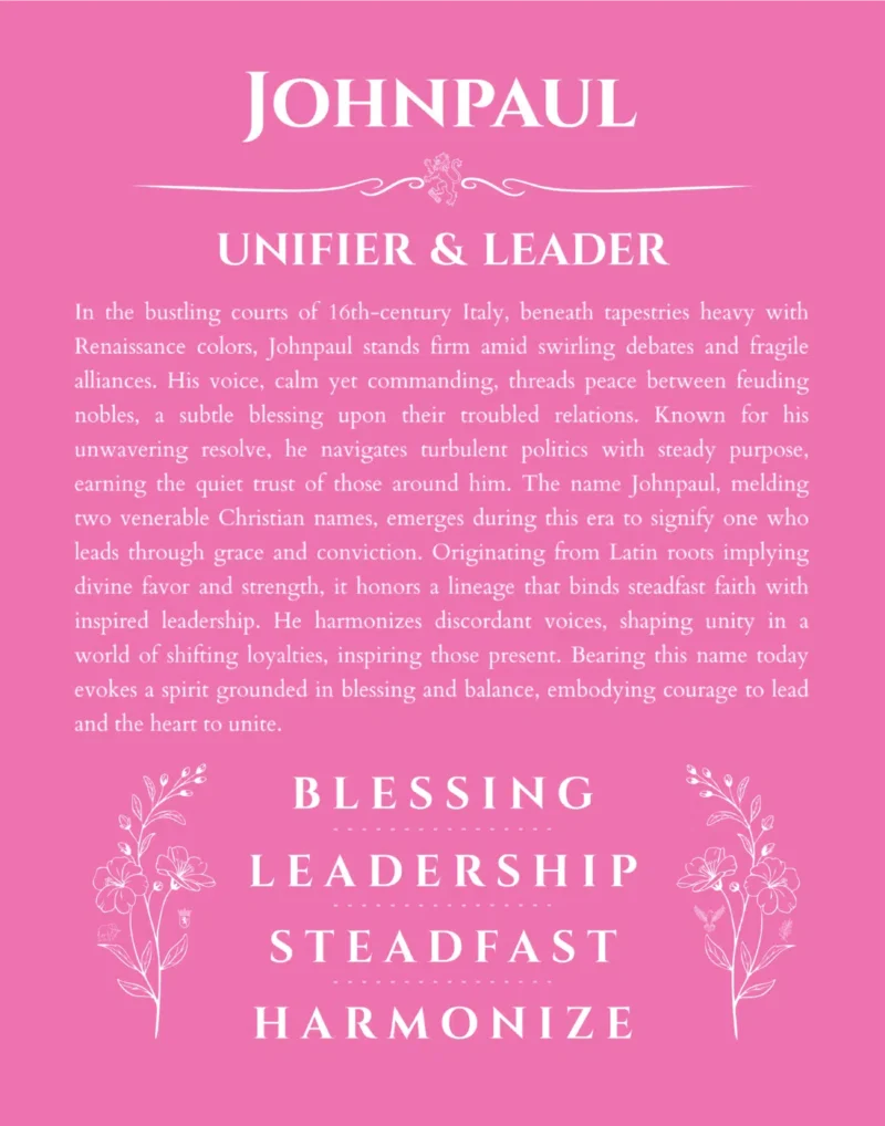 Johnpaul personalized name meaning print in pink