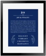 Joi custom name meaning print in deep blue with black matte frame