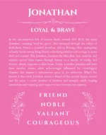 Jonathan personalized wall art with the story of your name in pink