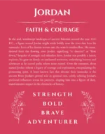 Jordan custom name art showing meaning and origin in red