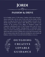 Jordi personalized name art with origin story in navy blue
