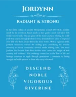 Jordynn name meaning wall art by Get Your Story in blue