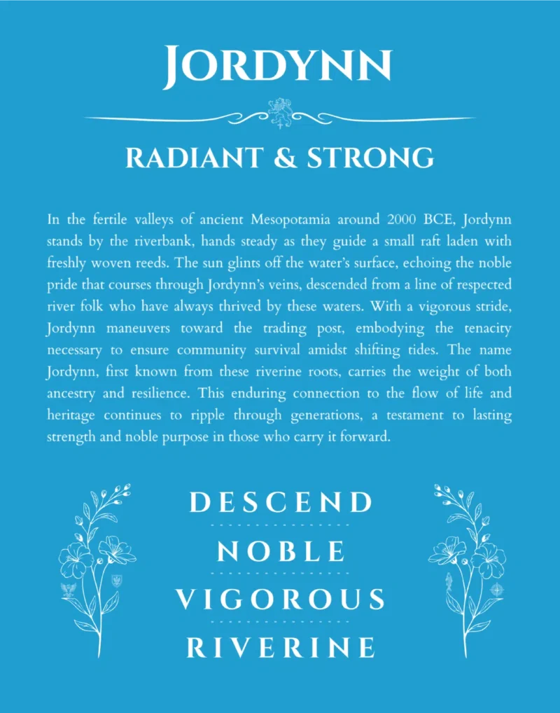 Jordynn name meaning wall art by Get Your Story in blue