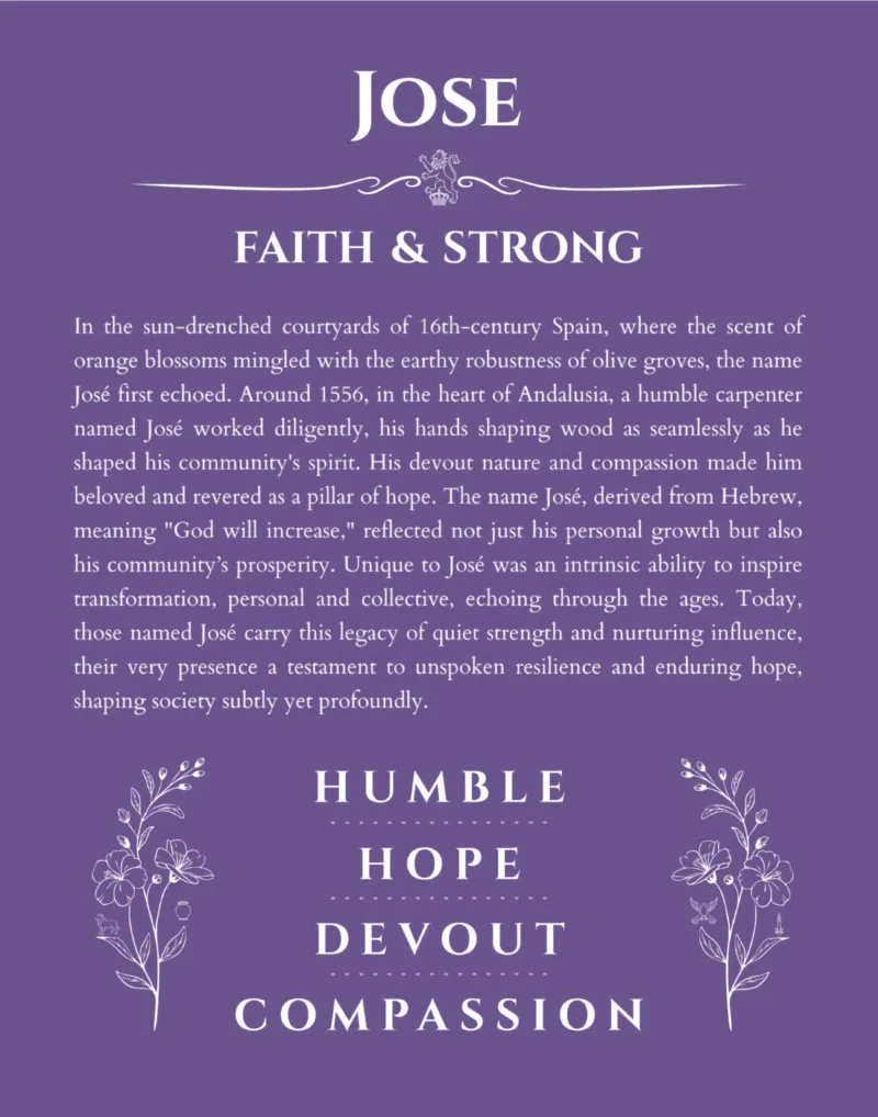 Jose personalized name meaning print in purple