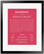 Josephine name meaning gift print in red with black matte frame