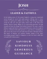 Josh personalized name print with origin and traits in purple