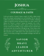 Joshua personalized name print with origin and traits in dark green