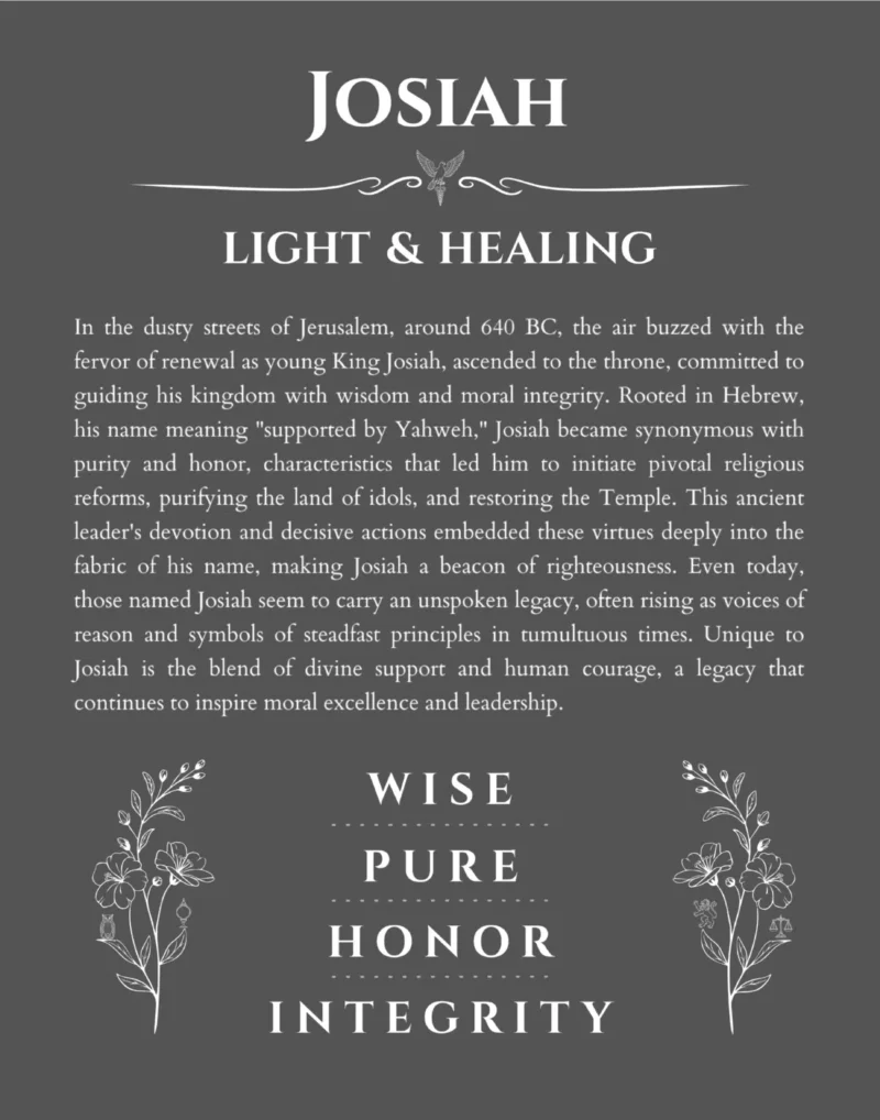 Josiah personalized wall art with the story of your name in gray