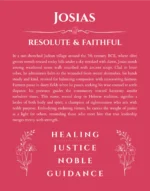Josias name origin print with meaning and traits in red