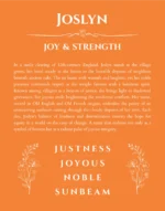 Joslyn personalized name meaning print in orange