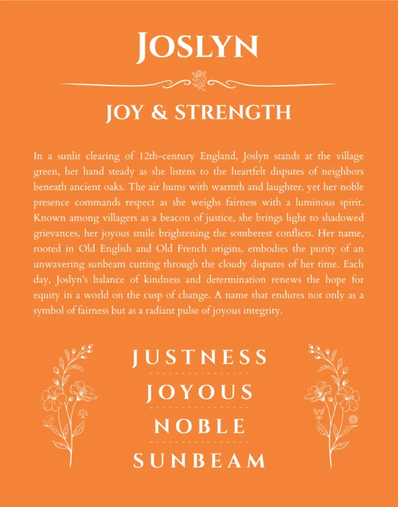 Joslyn personalized name meaning print in orange