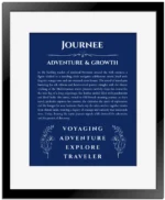 Journee custom name print for wall display in deep blue with black matte frame
