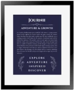 Journii custom name meaning print in navy blue with black matte frame