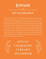 Jovani custom name print for wall display in orange