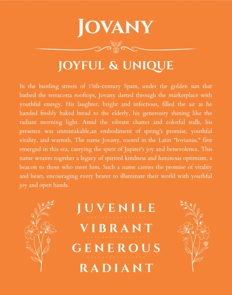 Jovany name meaning gift print in orange